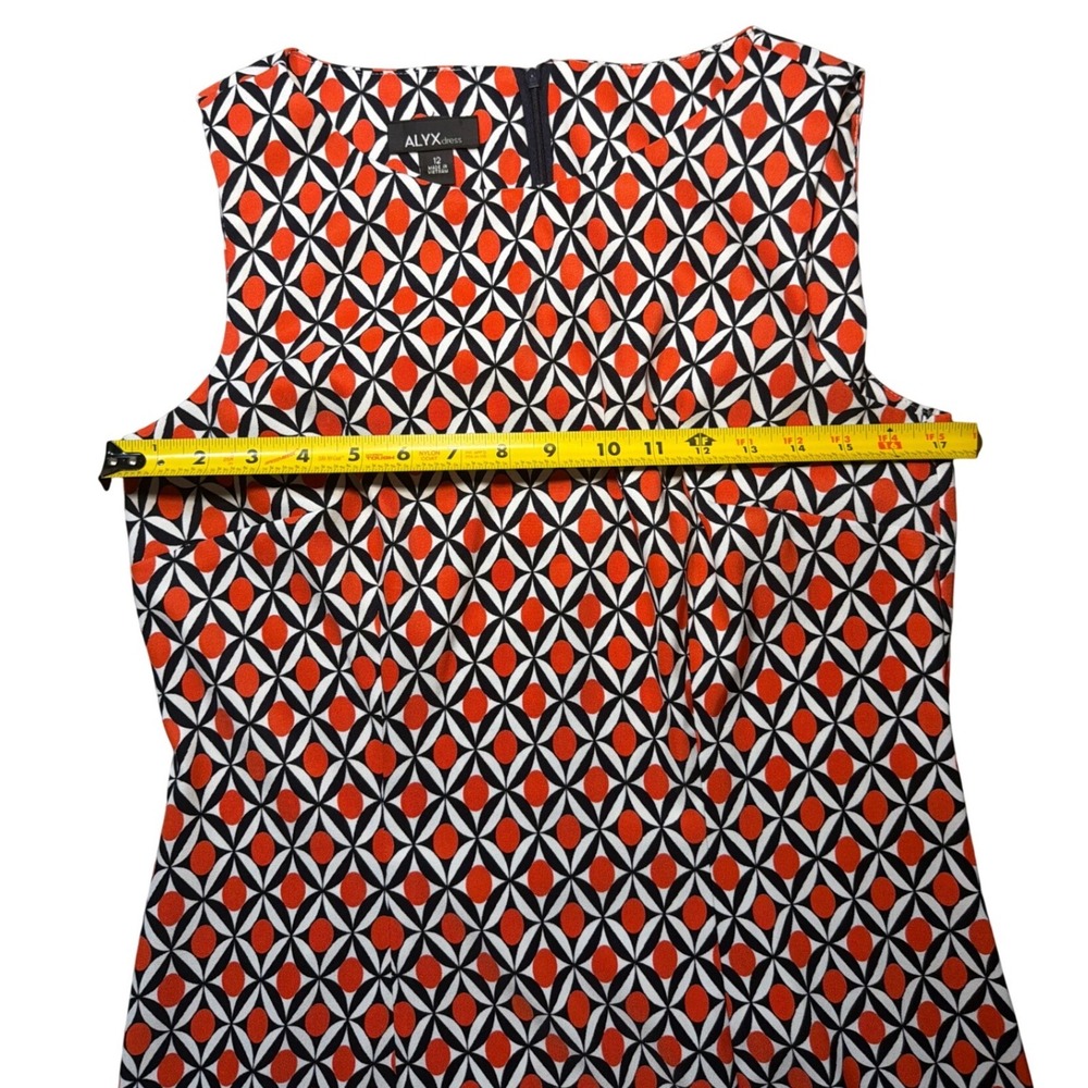 ALYX Shift Dress Women 12 Red Black Geometric Print GUC Sleeveless Retro Mod - Picture 7 of 8